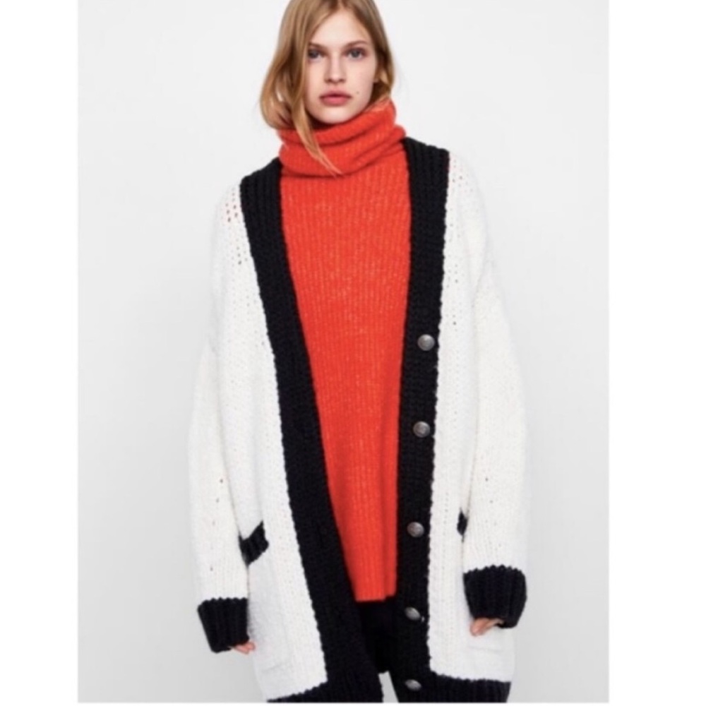 Zara White chunky knit oversized cardigan sweater - Picture 11 of 11